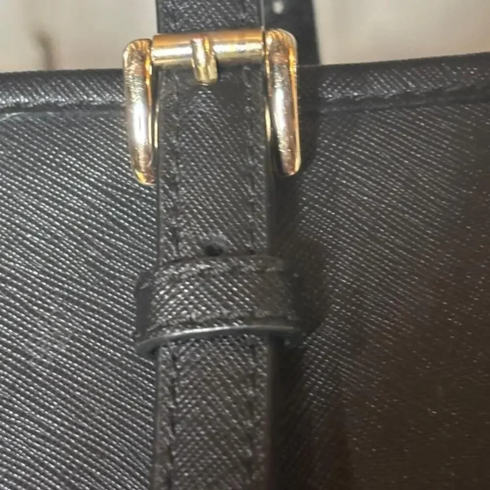 Michael Kors Jet Set Black Saffiano Leather Tote Bag Medium Shoulder Purse